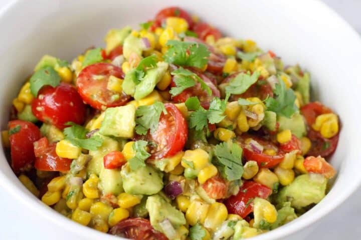 Corn and Avocado Salad close up picture