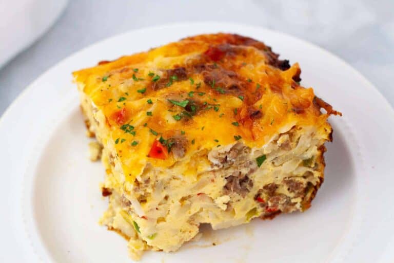 Hashbrown and Sausage Breakfast Casserole - Dishes With Dad