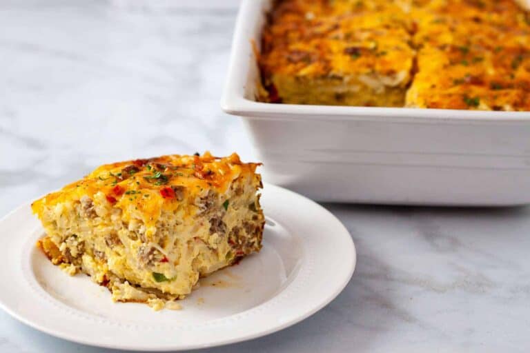 Hashbrown and Sausage Breakfast Casserole - Dishes With Dad