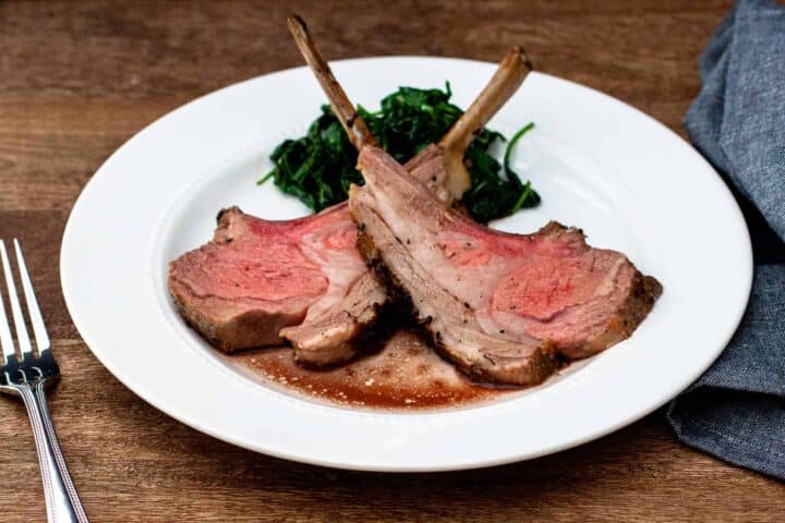 Garlic and Herb Crusted Rack of Lamb served on plate