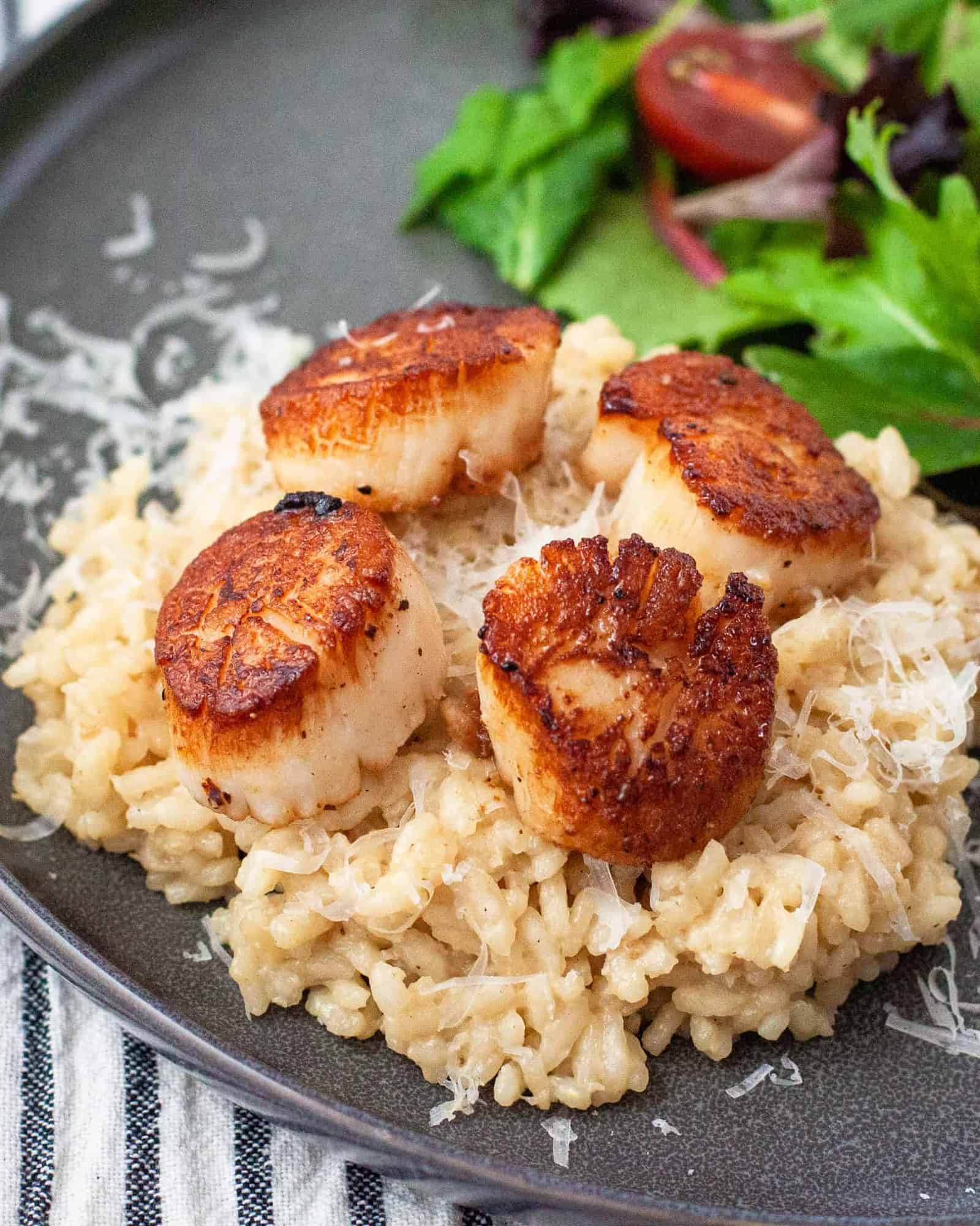 Seared Scallops with Parmesan Risotto Dishes With Dad