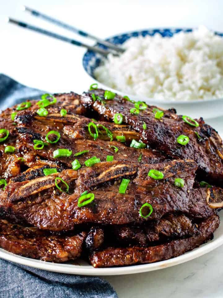 Grilled asian short ribs platter.