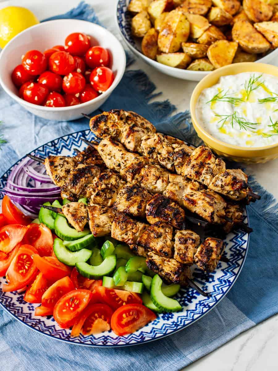 Greek Chicken Souvlaki Kebabs - Dishes With Dad