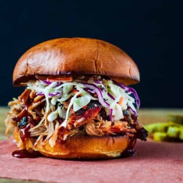 pulled pork sandwich with slaw