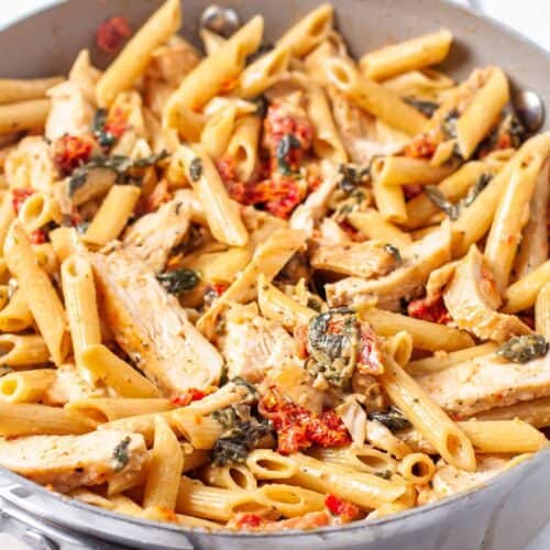 Creamy Tuscan Chicken Pasta - Dishes With Dad