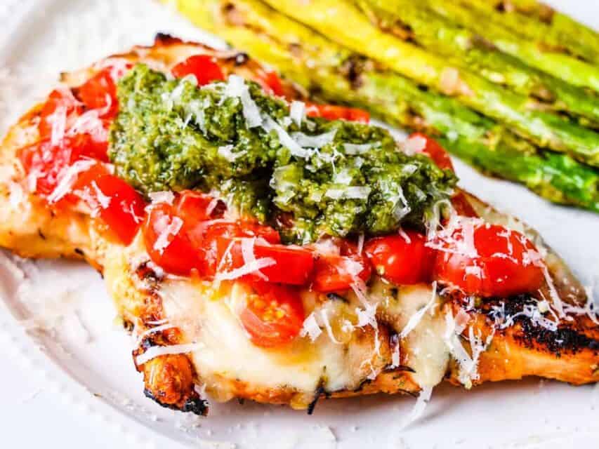 Grilled Chicken Margherita with Pesto - Dishes With Dad