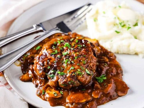 Easy Salisbury Steak with Mushroom Gravy - Dishes With Dad