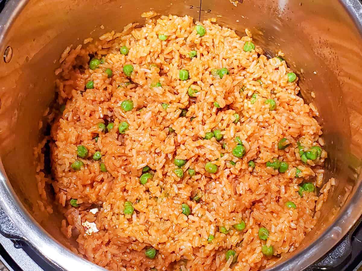 Finished rice shown in the Instant Pot.