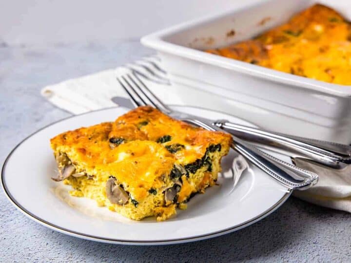 Spinach and Mushroom Breakfast Casserole - Dishes With Dad