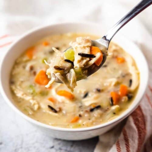 Creamy Chicken and Wild Rice Soup - Dishes With Dad