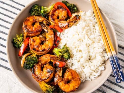 Honey Garlic Shrimp Stir Fry - Dishes With Dad