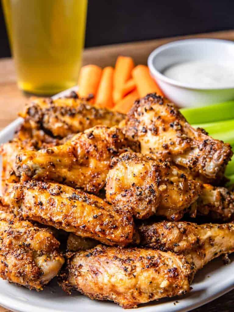 Crispy Baked Lemon Pepper Wings - Dishes With Dad