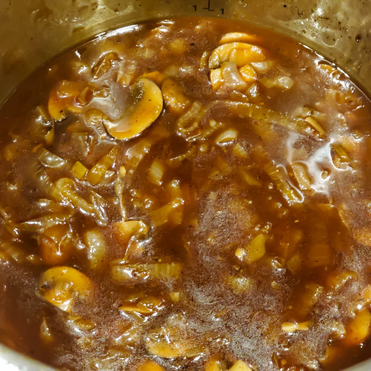 Mushroom gravy in an Instant Pot.