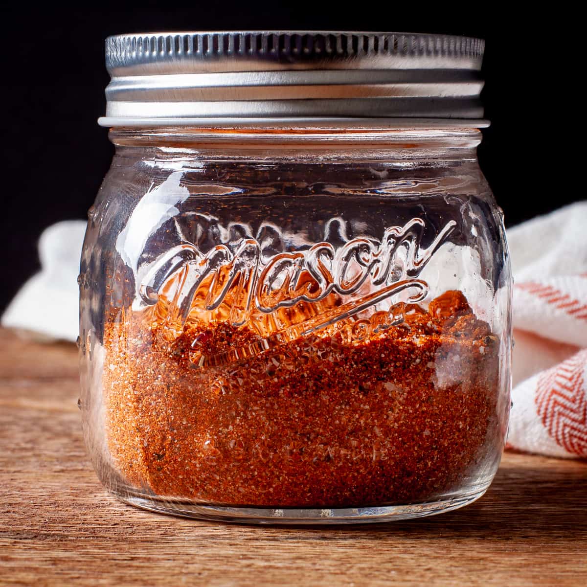 Barbecue rub seasoning in a jar.