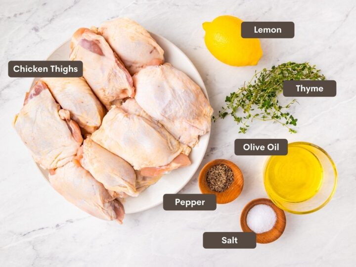 Baked Chicken Thighs with Lemon and Thyme - Dishes With Dad