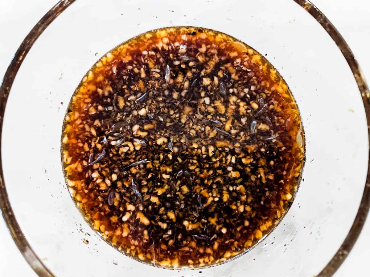 Bourbon sauce shown in a mixing bowl.