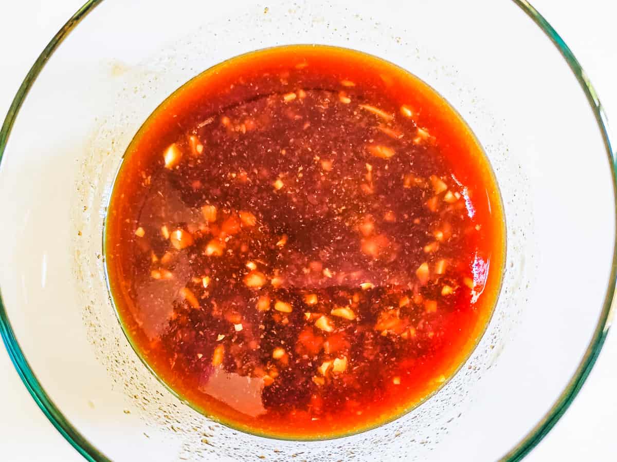 Huli huli sauce shown in  a mixing bowl.