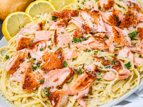 Salmon Pasta with Lemon Cream Sauce - Dishes With Dad