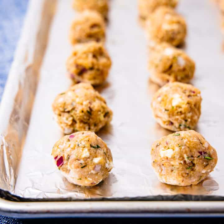 Greek Chicken Meatballs - Dishes With Dad
