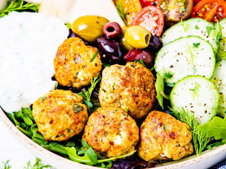 Greek Chicken Meatballs - Dishes With Dad