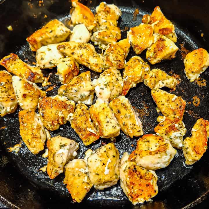 Garlic Butter Chicken Bites - Dishes With Dad
