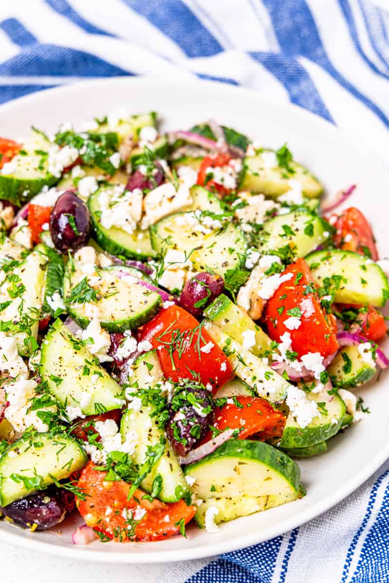 Greek Cucumber Salad - Dishes With Dad