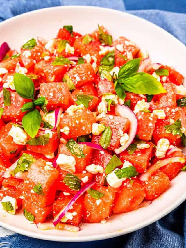 Watermelon Salad with Basil and Mint Dishes With Dad