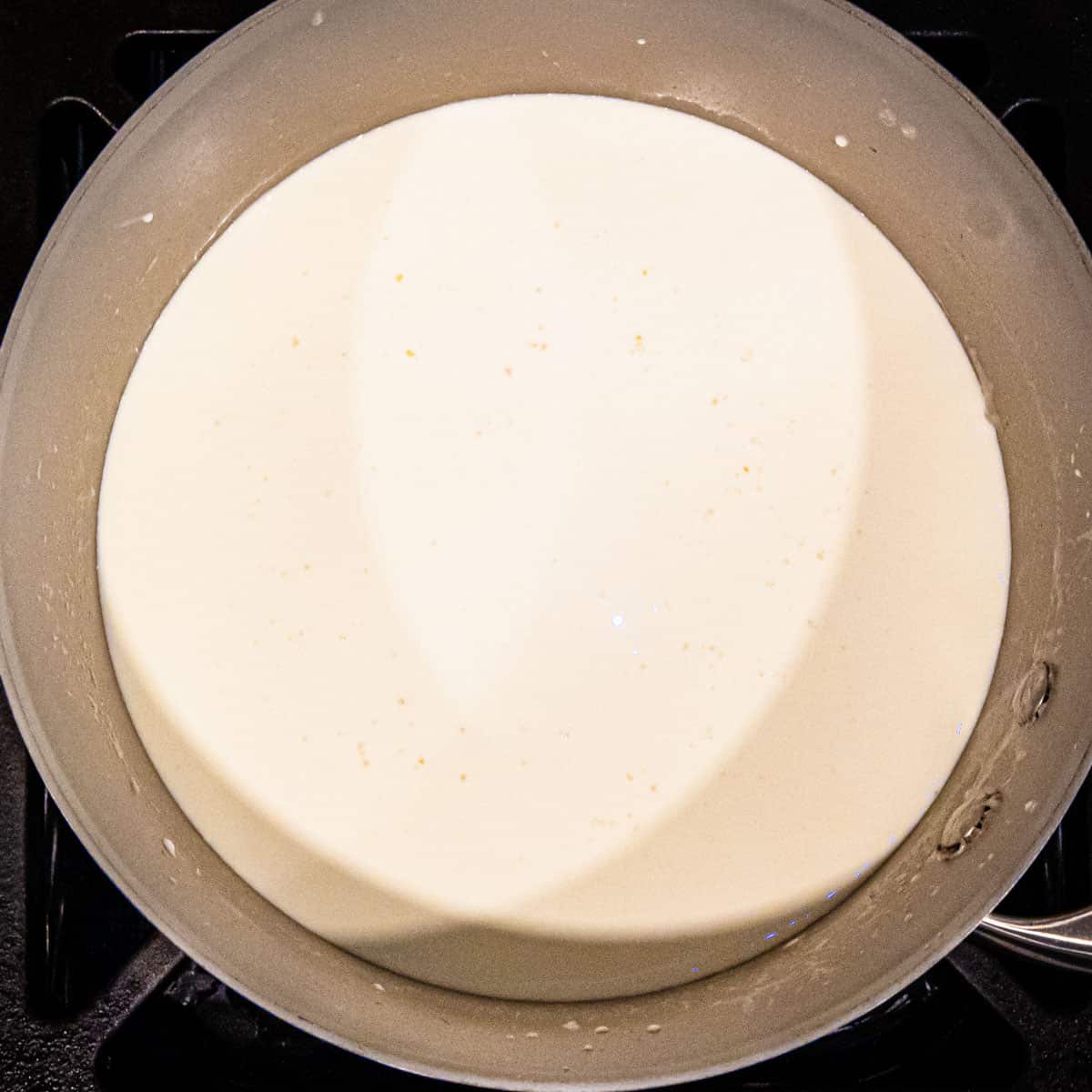 Bechamel sauce in a pot. 