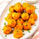 A platter of buffalo chicken meatballs.