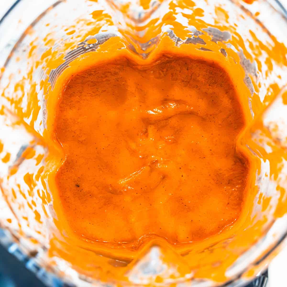 Chicken tinga sauce in a blender after being blended. 