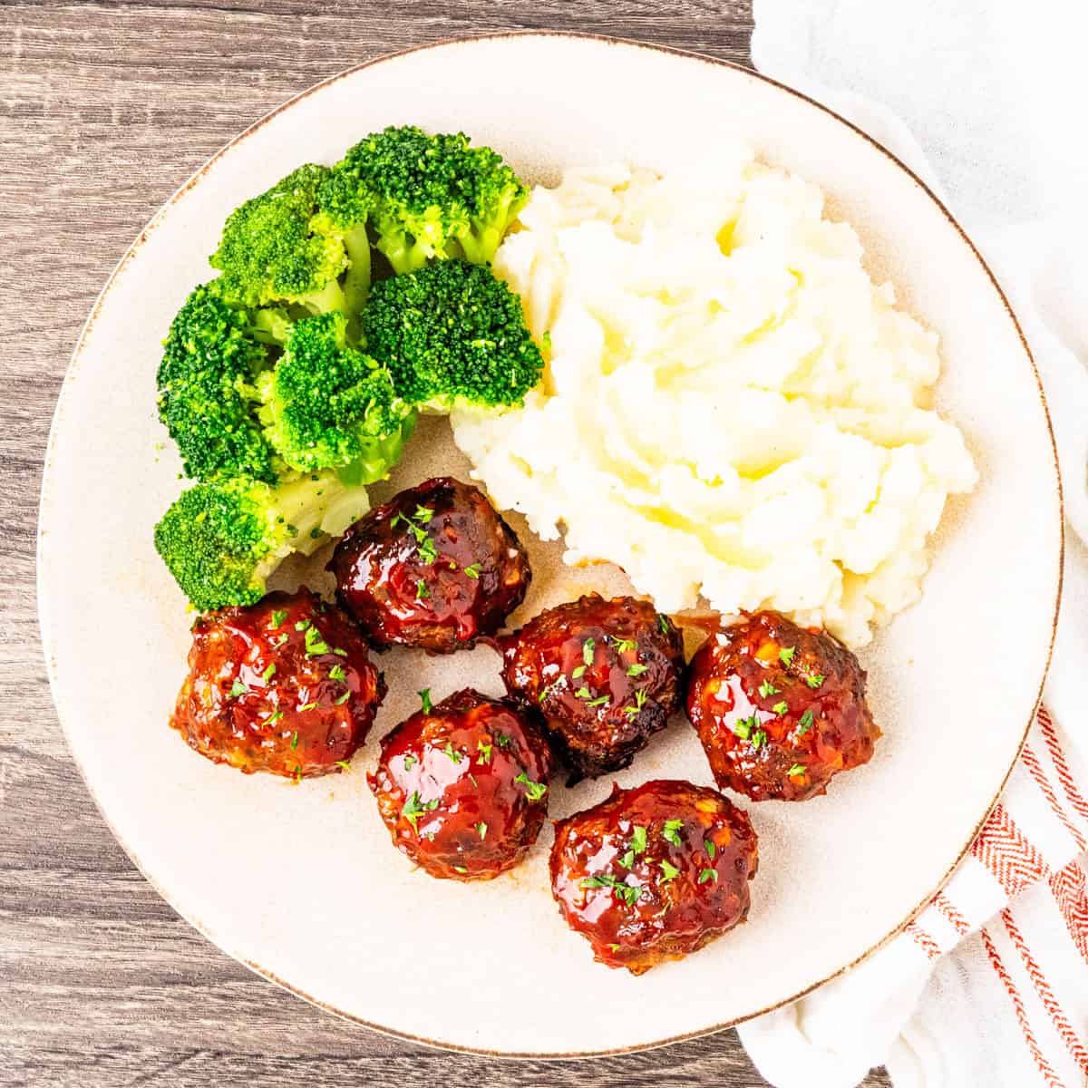 Meatloaf meatballs on a plate.