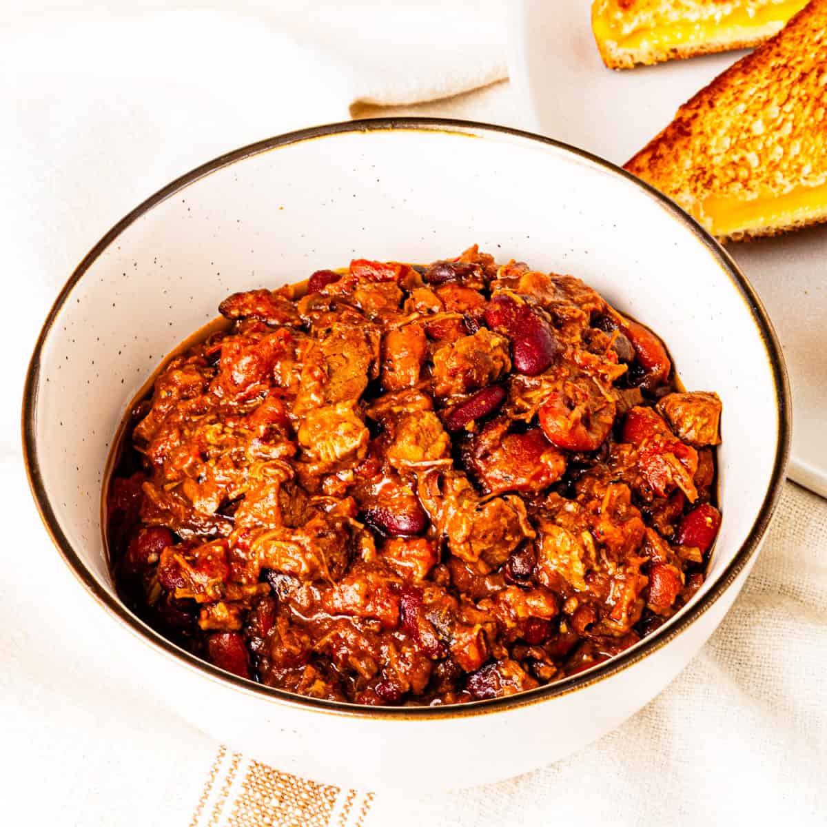 A bowl of brisket chili.