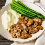 A plate of veal marsala.