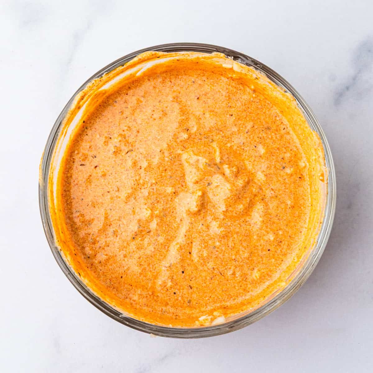 Greek yogurt kabob marinade in a small bowl.