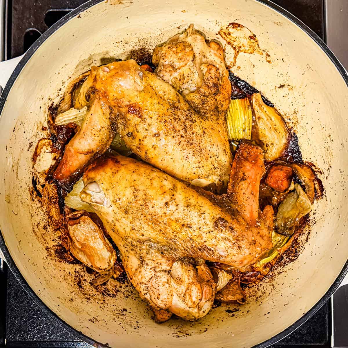 Roasted turkey wings and vegetables.